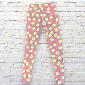 2for$15 3for$20 NEW LuLaRoe One Size Leggings -  Pink w/ yellow flowers